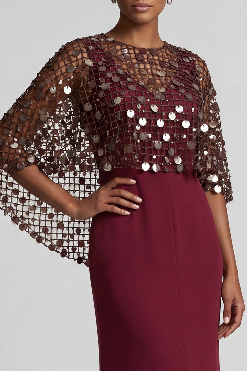Load image into Gallery viewer, Sparkly Pink Mermaid Sequin Long Mother of the Bride Dress with Cape