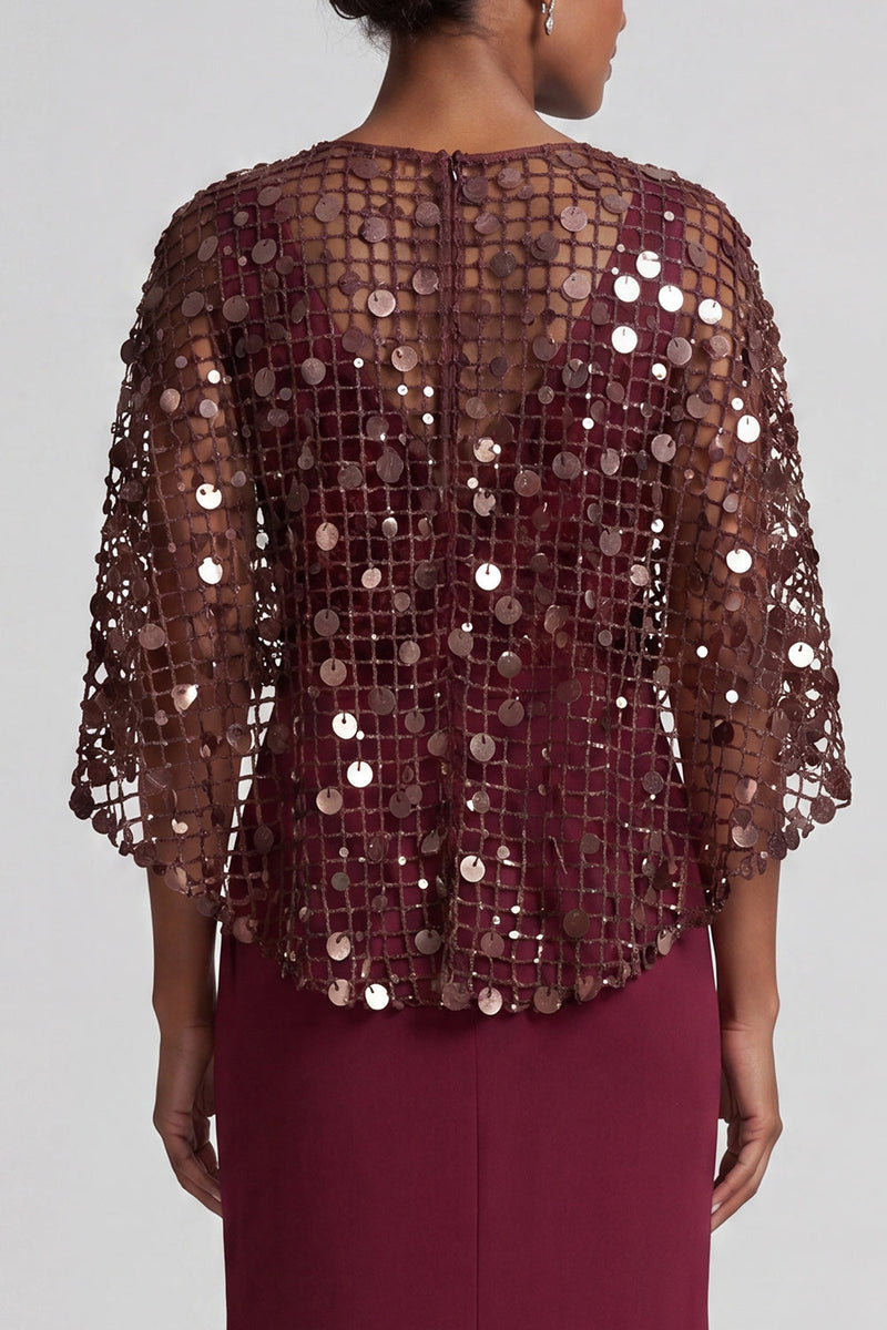Load image into Gallery viewer, Sparkly Pink Mermaid Sequin Long Mother of the Bride Dress with Cape