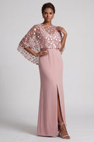 Load image into Gallery viewer, Sparkly Pink Mermaid Sequin Long Mother of the Bride Dress with Cape