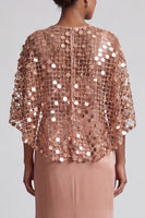 Load image into Gallery viewer, Sparkly Pink Mermaid Sequin Long Mother of the Bride Dress with Cape