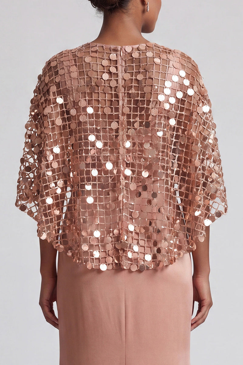 Load image into Gallery viewer, Sparkly Pink Mermaid Sequin Long Mother of the Bride Dress with Cape