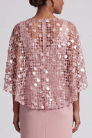 Load image into Gallery viewer, Sparkly Pink Mermaid Sequin Long Mother of the Bride Dress with Cape