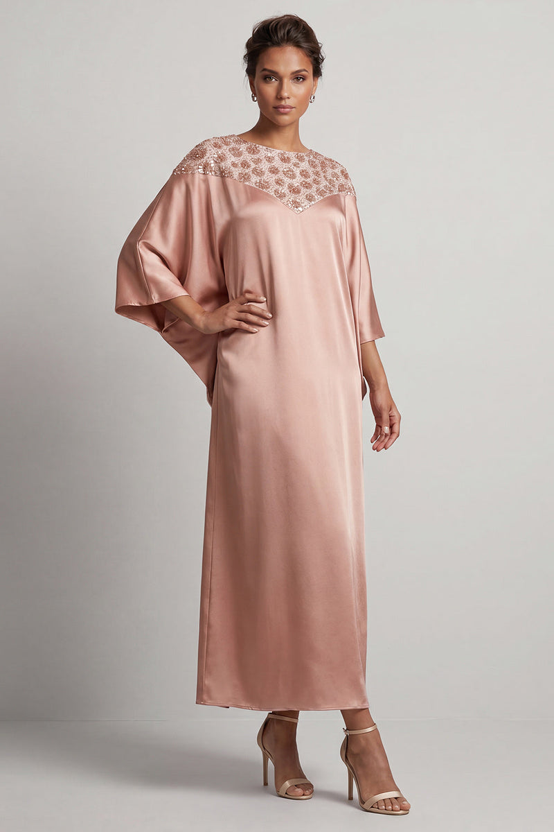 Load image into Gallery viewer, Sparkly Pink Sequin Sheath Boat Neck Long Mother of the Bride Dress