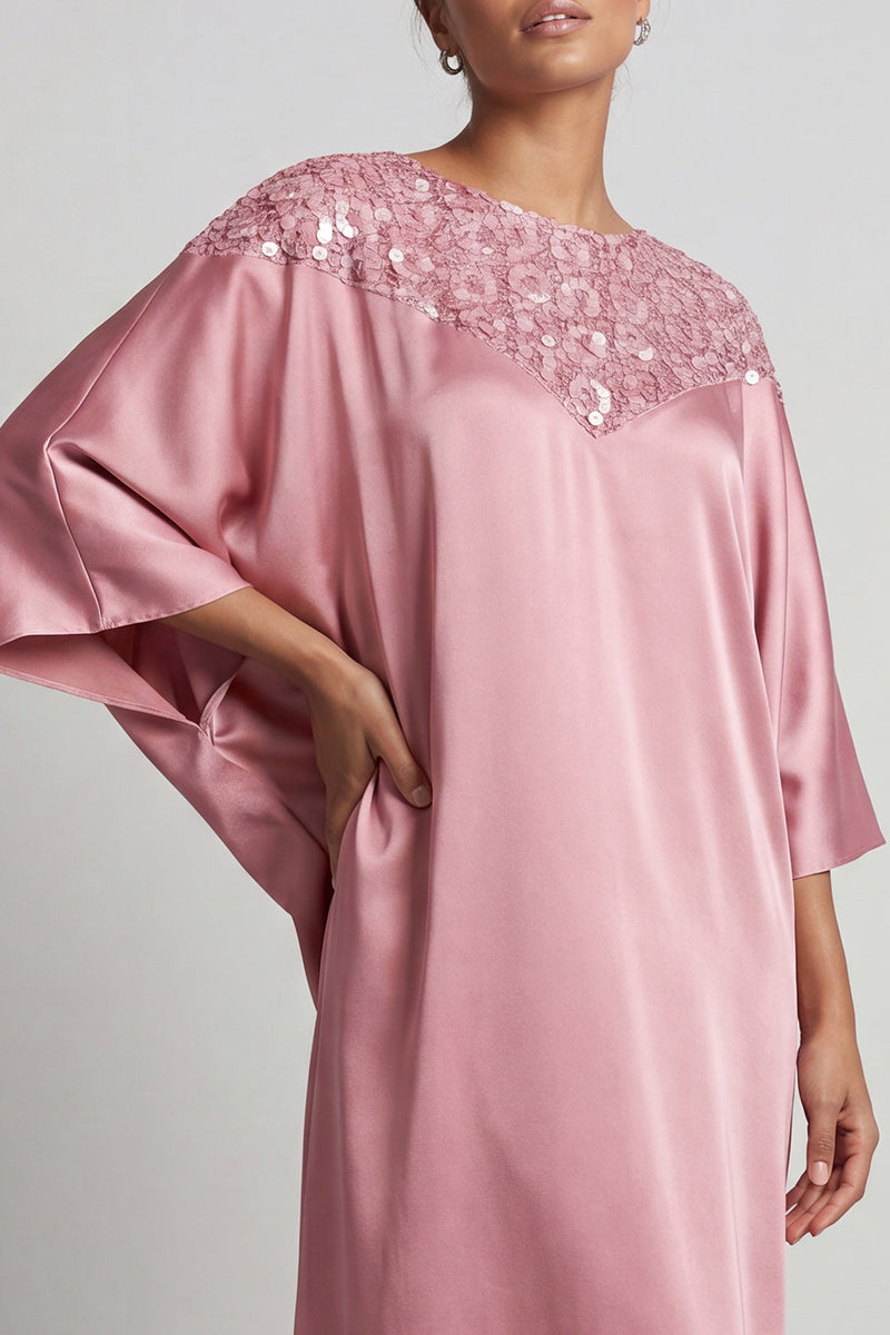 Load image into Gallery viewer, Sparkly Pink Sequin Sheath Boat Neck Long Mother of the Bride Dress