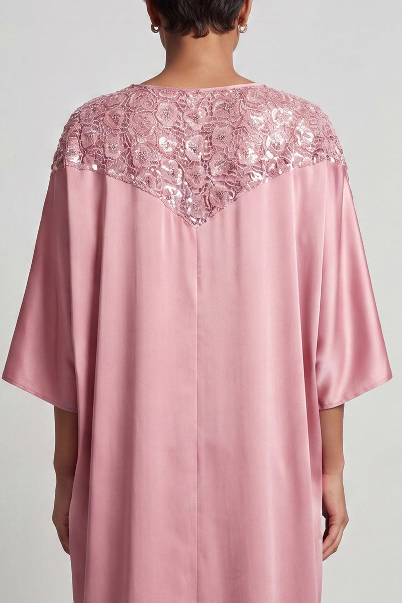 Load image into Gallery viewer, Sparkly Pink Sequin Sheath Boat Neck Long Mother of the Bride Dress