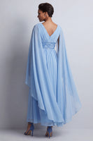 Load image into Gallery viewer, Long Sparkly Pink Beaded V-Neck A Line Mother of the Bride Dress with Cape