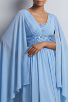 Load image into Gallery viewer, Long Sparkly Pink Beaded V-Neck A Line Mother of the Bride Dress with Cape