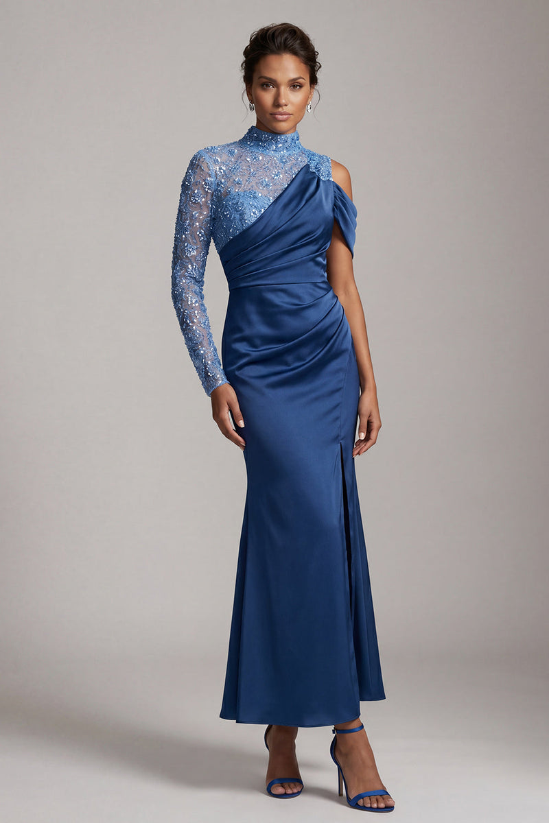 Load image into Gallery viewer, Sparkly Pink Beaded Mermaid Long Mother of the Bride Dress with Slit