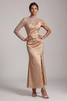 Load image into Gallery viewer, Sparkly Pink Beaded Mermaid Long Mother of the Bride Dress with Slit