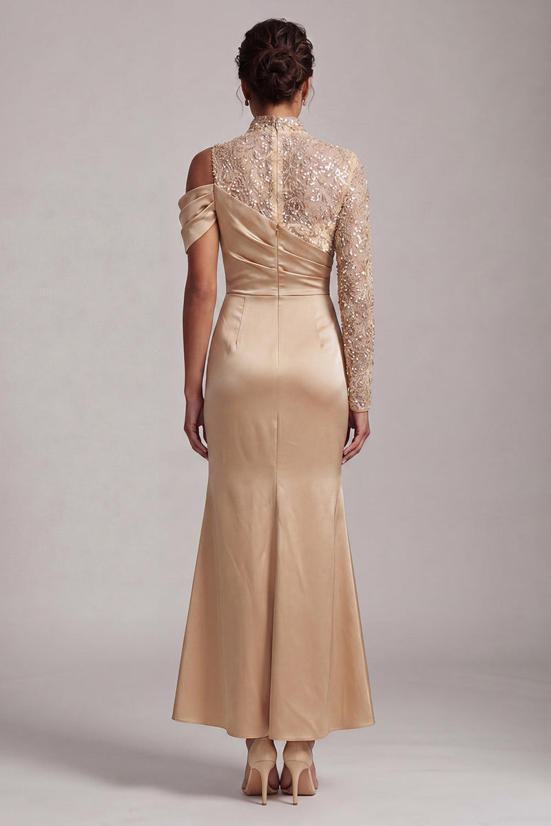 Load image into Gallery viewer, Sparkly Pink Beaded Mermaid Long Mother of the Bride Dress with Slit