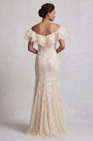 Load image into Gallery viewer, Sparkly Light Pink Mermaid Sequin Long Mother of the Bride Dress with Ruffles