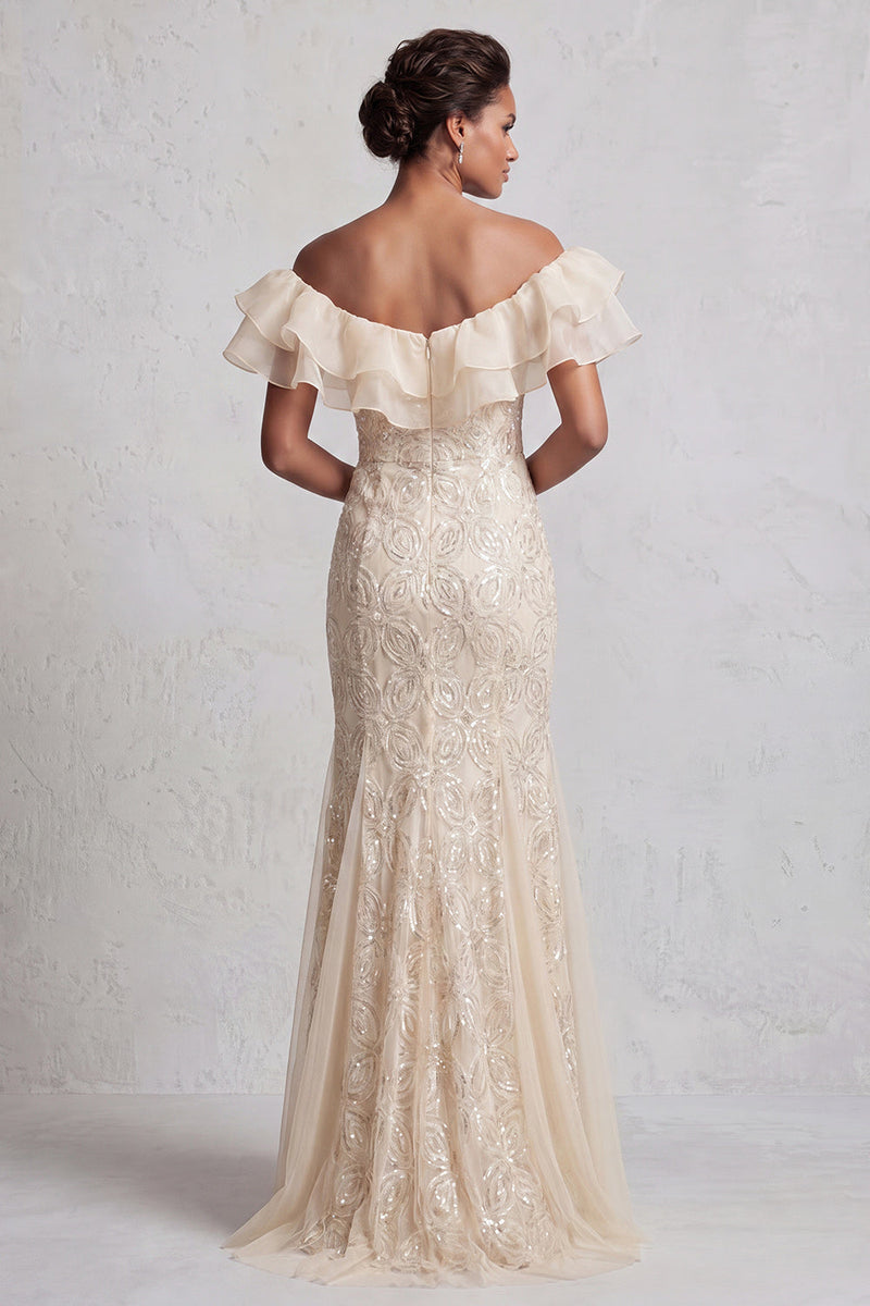Load image into Gallery viewer, Sparkly Light Pink Mermaid Sequin Long Mother of the Bride Dress with Ruffles