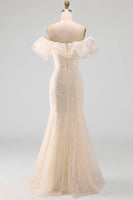 Load image into Gallery viewer, Sparkly Light Pink Mermaid Sequin Long Mother of the Bride Dress with Ruffles