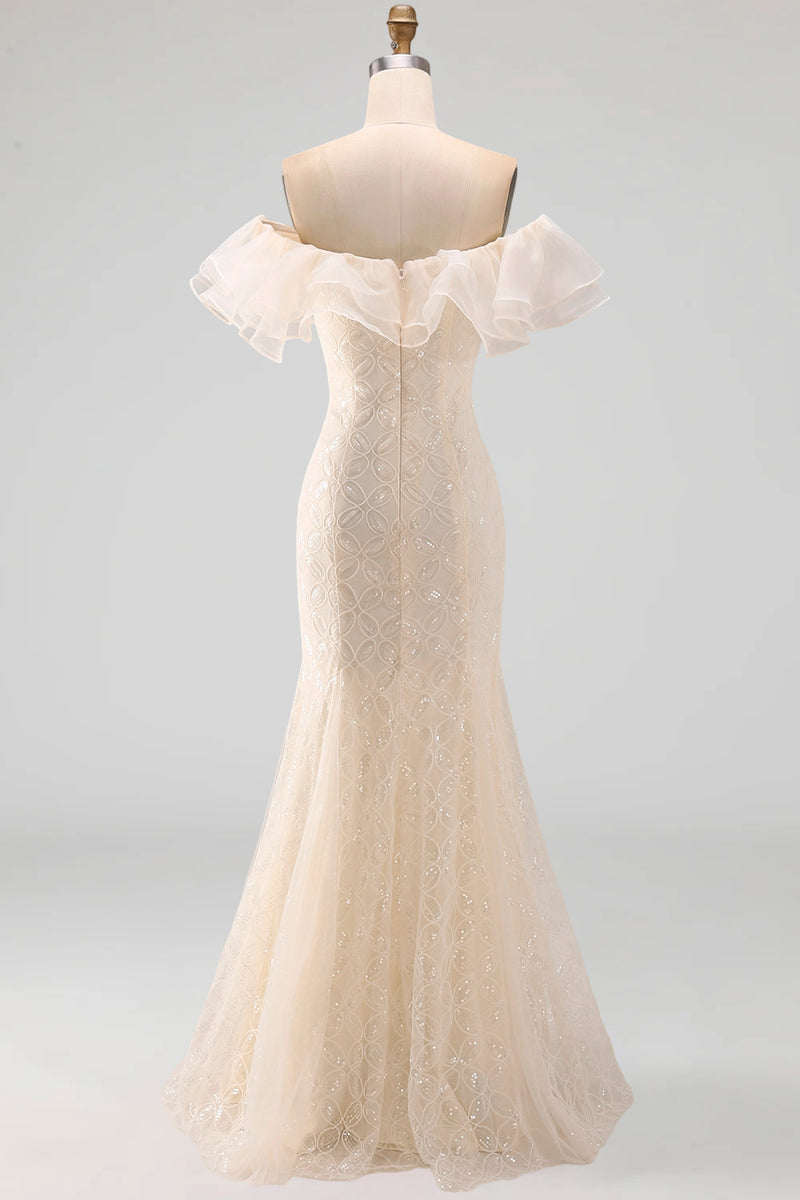Load image into Gallery viewer, Sparkly Light Pink Mermaid Sequin Long Mother of the Bride Dress with Ruffles