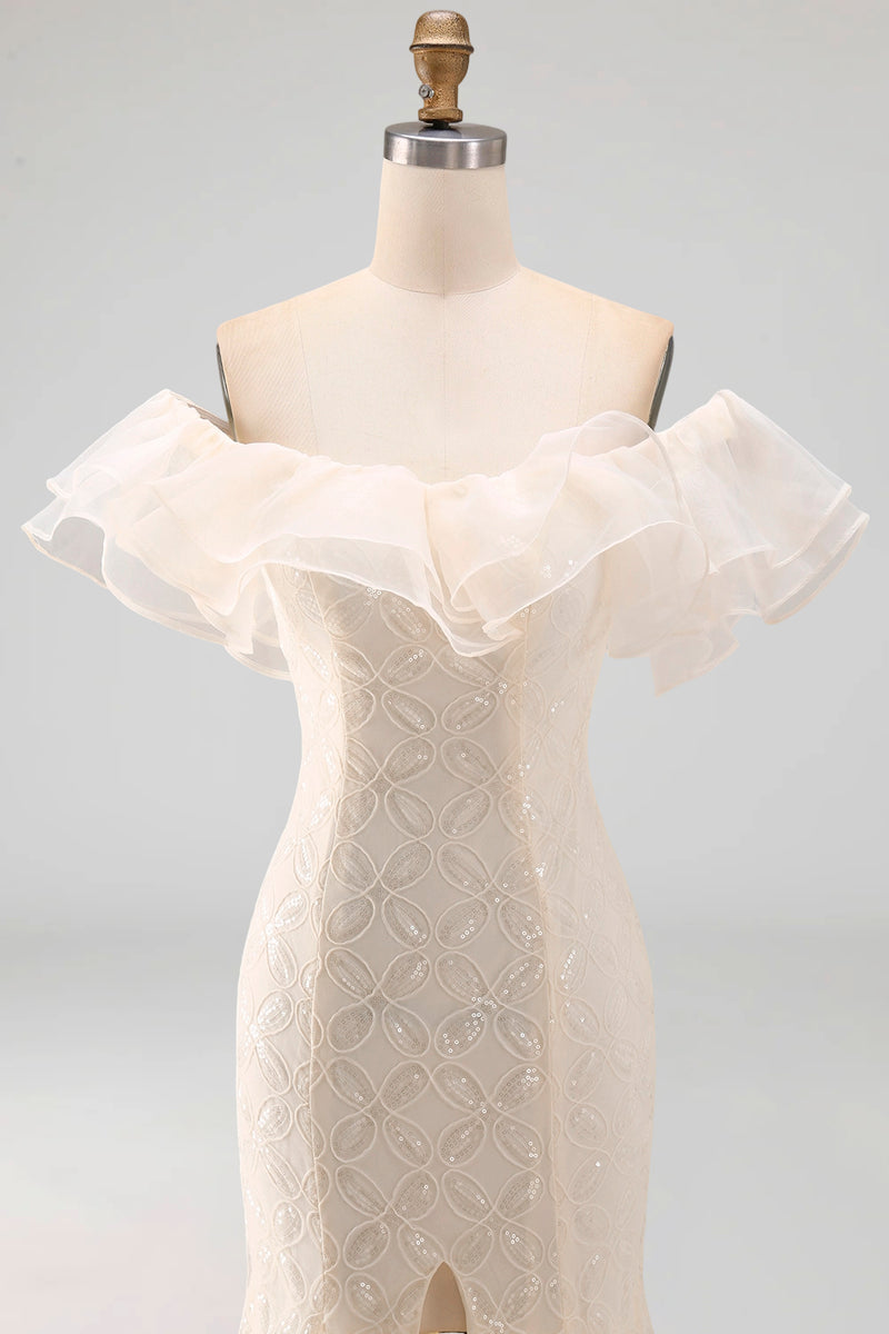 Load image into Gallery viewer, Sparkly Light Pink Mermaid Sequin Long Mother of the Bride Dress with Ruffles