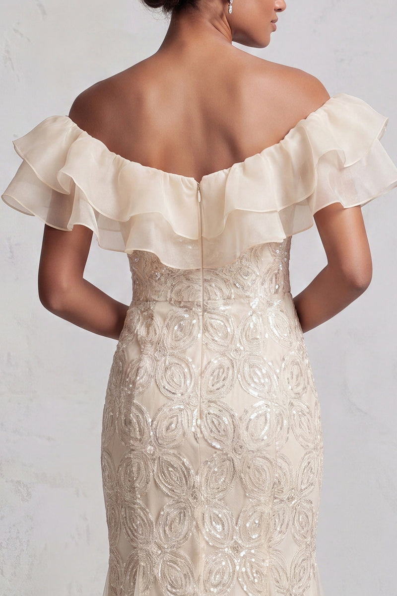 Load image into Gallery viewer, Sparkly Light Pink Mermaid Sequin Long Mother of the Bride Dress with Ruffles