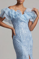 Load image into Gallery viewer, Sparkly Light Pink Mermaid Sequin Long Mother of the Bride Dress with Ruffles