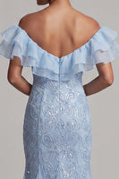 Load image into Gallery viewer, Sparkly Light Pink Mermaid Sequin Long Mother of the Bride Dress with Ruffles