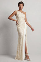 Load image into Gallery viewer, Sparkly Light Pink Mermaid Sequin Long Mother of the Bride Dress with Slit