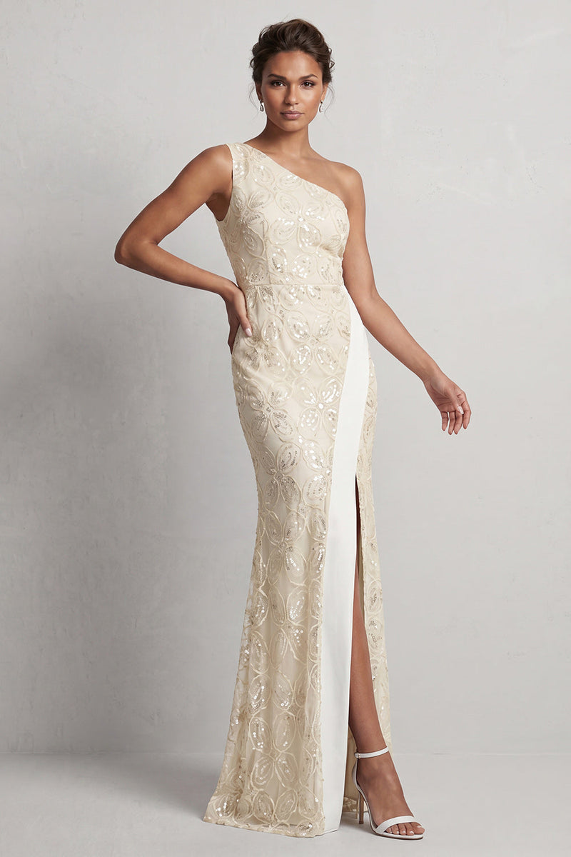 Load image into Gallery viewer, Sparkly Light Pink Mermaid Sequin Long Mother of the Bride Dress with Slit