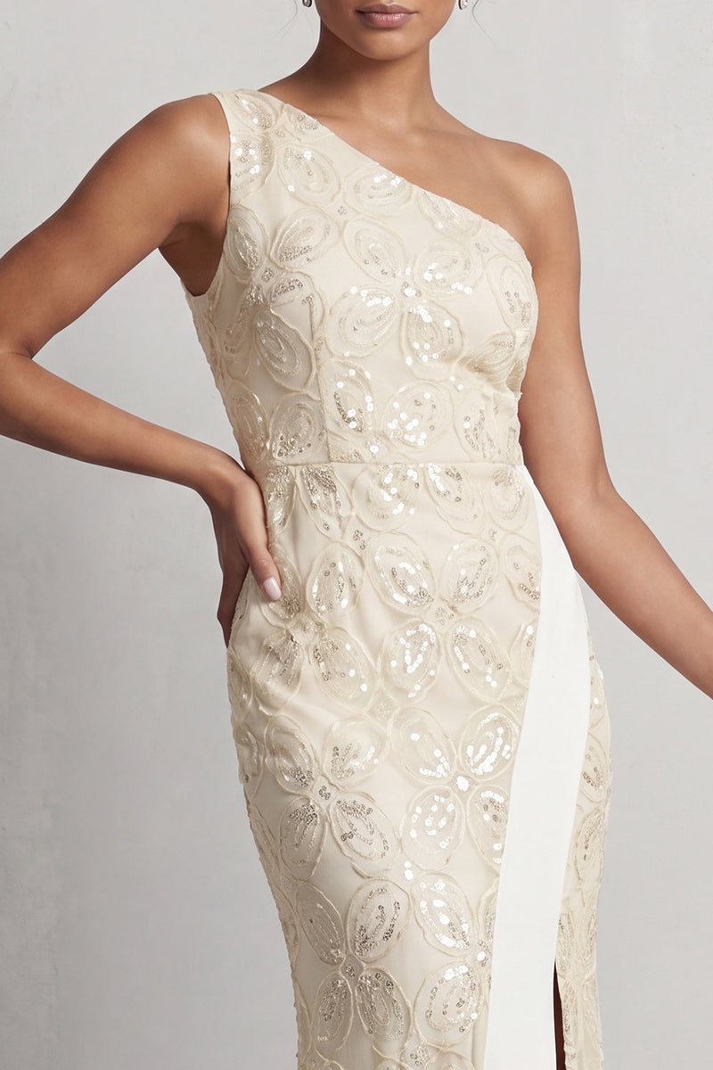 Load image into Gallery viewer, Sparkly Light Pink Mermaid Sequin Long Mother of the Bride Dress with Slit