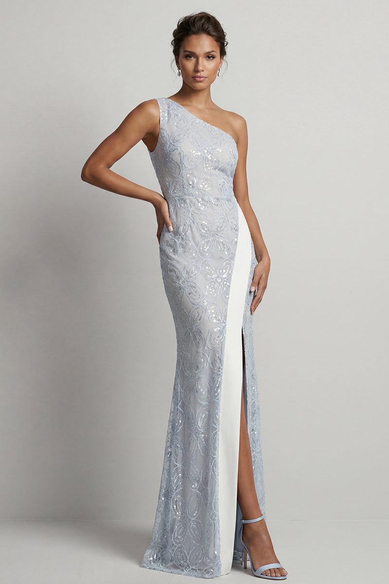 Load image into Gallery viewer, Sparkly Light Pink Mermaid Sequin Long Mother of the Bride Dress with Slit