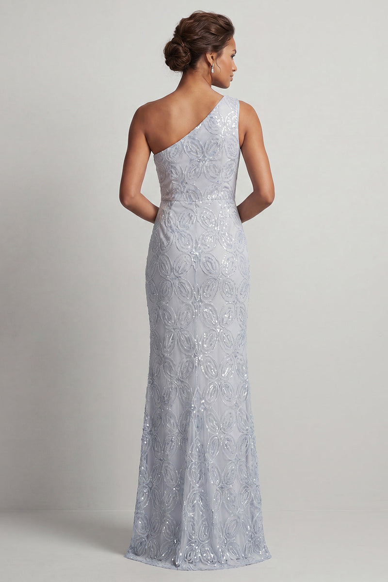 Load image into Gallery viewer, Sparkly Light Pink Mermaid Sequin Long Mother of the Bride Dress with Slit