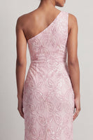 Load image into Gallery viewer, Sparkly Light Pink Mermaid Sequin Long Mother of the Bride Dress with Slit