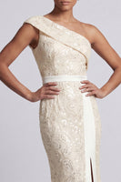 Load image into Gallery viewer, Sparkly Light Pink Mermaid Sequin Long Mother of the Bride Dress with Slit