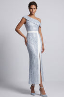 Load image into Gallery viewer, Sparkly Light Pink Mermaid Sequin Long Mother of the Bride Dress with Slit