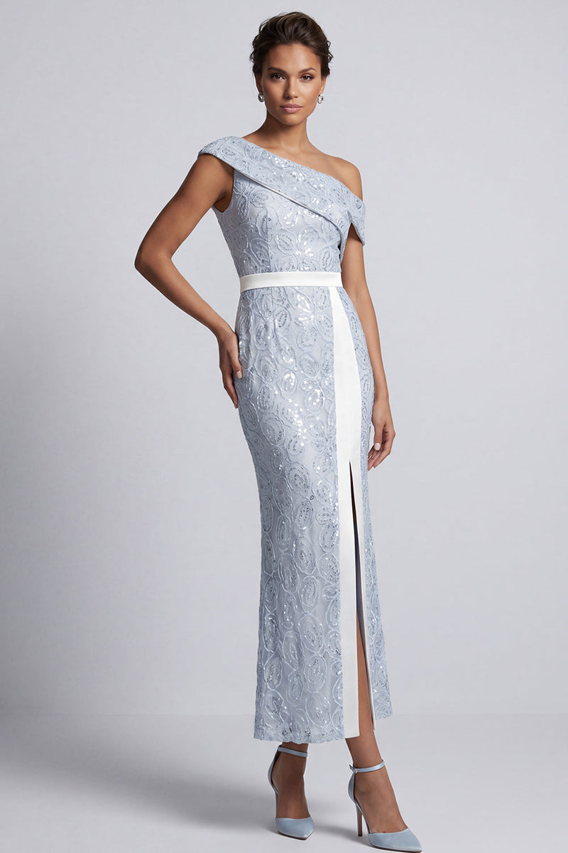 Load image into Gallery viewer, Sparkly Light Pink Mermaid Sequin Long Mother of the Bride Dress with Slit