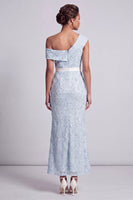 Load image into Gallery viewer, Sparkly Light Pink Mermaid Sequin Long Mother of the Bride Dress with Slit