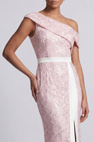 Load image into Gallery viewer, Sparkly Light Pink Mermaid Sequin Long Mother of the Bride Dress with Slit