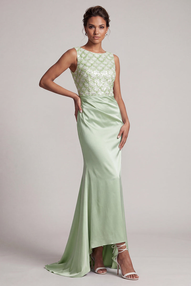 Load image into Gallery viewer, Sparkly Light Blue Ruched Mermaid Long Mother of the Bride Dress