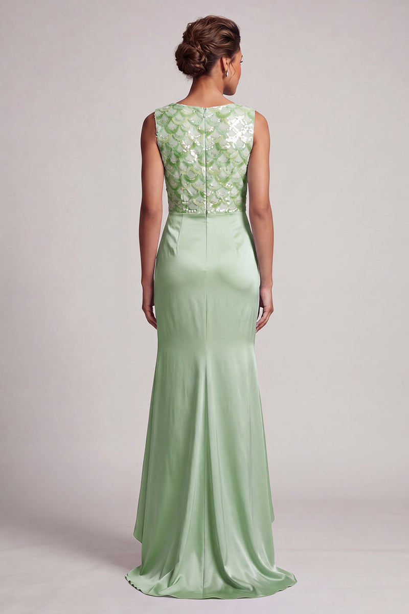 Load image into Gallery viewer, Sparkly Light Blue Ruched Mermaid Long Mother of the Bride Dress
