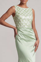Load image into Gallery viewer, Sparkly Light Blue Ruched Mermaid Long Mother of the Bride Dress