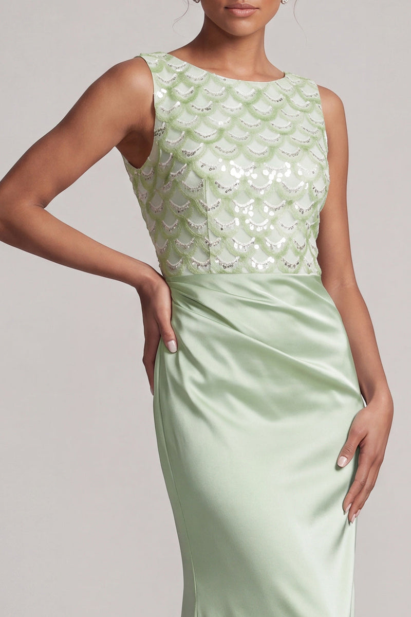 Load image into Gallery viewer, Sparkly Light Blue Ruched Mermaid Long Mother of the Bride Dress