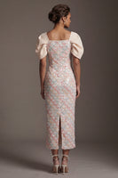 Load image into Gallery viewer, Sparkly Blush Sheath Sequin Long Mother of the Bride Dress with Slit