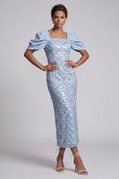 Load image into Gallery viewer, Sparkly Blush Sheath Sequin Long Mother of the Bride Dress with Slit