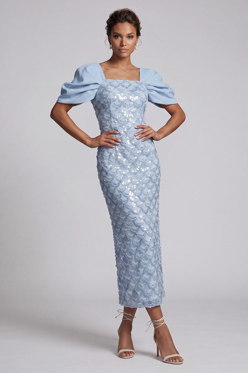 Load image into Gallery viewer, Sparkly Blush Sheath Sequin Long Mother of the Bride Dress with Slit