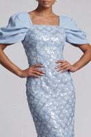 Load image into Gallery viewer, Sparkly Blush Sheath Sequin Long Mother of the Bride Dress with Slit