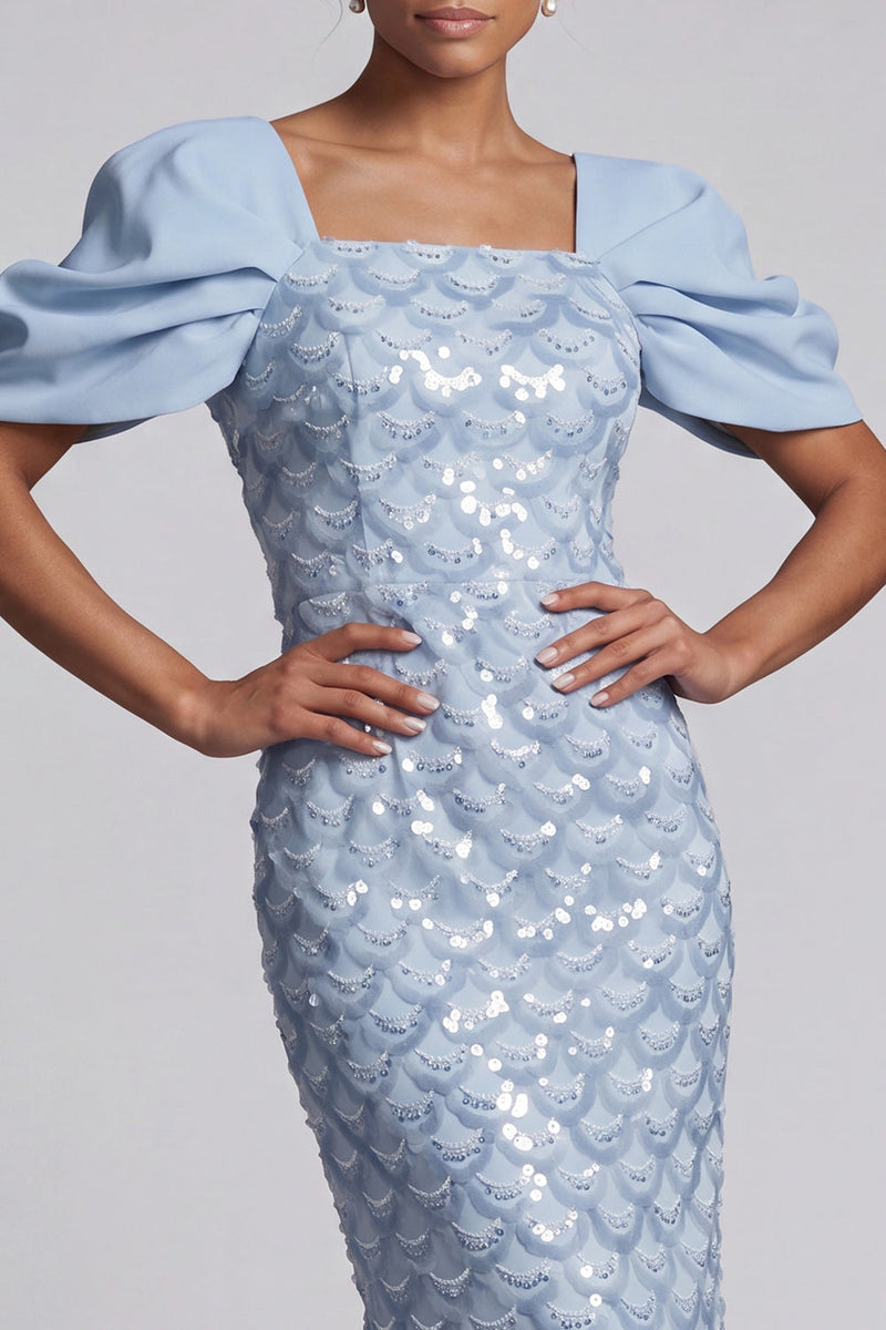 Load image into Gallery viewer, Sparkly Blush Sheath Sequin Long Mother of the Bride Dress with Slit