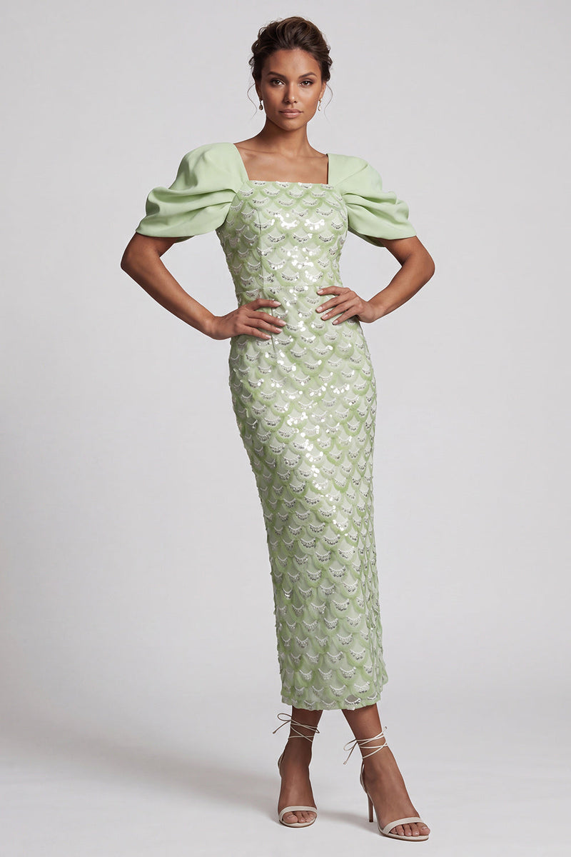 Load image into Gallery viewer, Sparkly Blush Sheath Sequin Long Mother of the Bride Dress with Slit