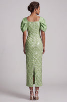 Load image into Gallery viewer, Sparkly Blush Sheath Sequin Long Mother of the Bride Dress with Slit