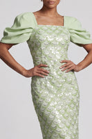 Load image into Gallery viewer, Sparkly Blush Sheath Sequin Long Mother of the Bride Dress with Slit