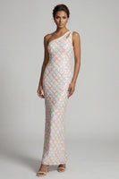 Load image into Gallery viewer, Sparkly Light Green Sheath Long Sequin Mother of the Bride Dress with Keyhole