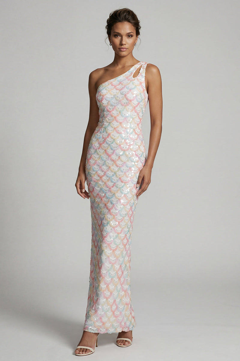 Load image into Gallery viewer, Sparkly Light Green Sheath Long Sequin Mother of the Bride Dress with Keyhole