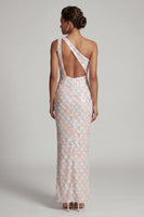 Load image into Gallery viewer, Sparkly Light Green Sheath Long Sequin Mother of the Bride Dress with Keyhole