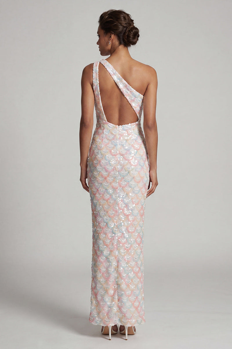 Load image into Gallery viewer, Sparkly Light Green Sheath Long Sequin Mother of the Bride Dress with Keyhole
