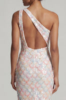 Load image into Gallery viewer, Sparkly Light Green Sheath Long Sequin Mother of the Bride Dress with Keyhole